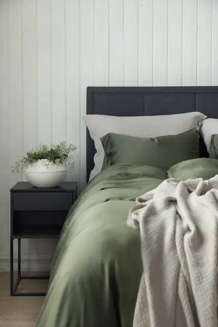 Borås Cotton Bliss sengesett 140x200/50x70 Oliven 