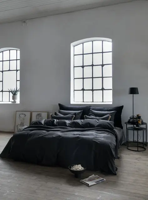 Borås Cotton Cloud sengesett 140x200/50x70 Sort / Black 
