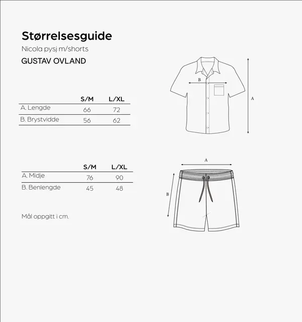 Gustav Ovland Nicola pysj m/shorts S/M Røkt eik 