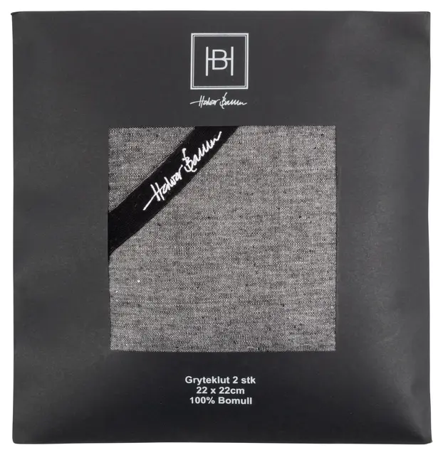 Halvor Bakke Færder gryteklut 2-pk bom 22x22 Sort 