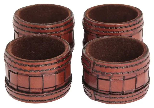 Halvor Bakke serviettringer skinn 4-pk Oak i gaveeske 