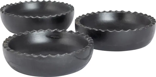 Halvor Bakke Lesotho treskåler 3-pk Ø13 Sort matt m/rillekant 