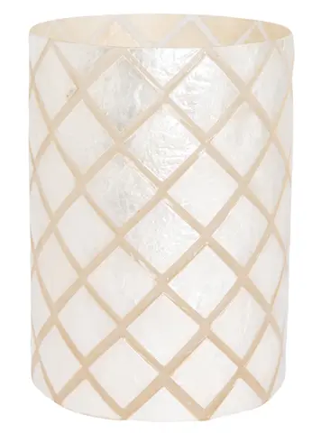 Halvor Bakke Varca rutet telysholder &#216;15 H20 Hvit/Creme Capiz