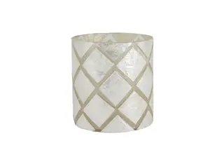 Halvor Bakke Varca rutet telysholder 10x10 Hvit/Creme Capiz