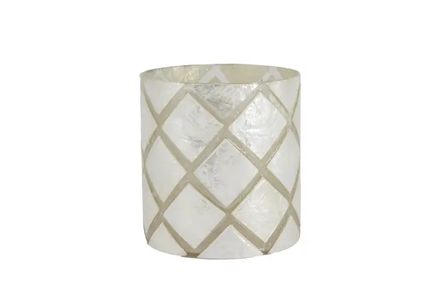 Halvor Bakke Varca rutet telysholder 10x10 Hvit/Creme Capiz 