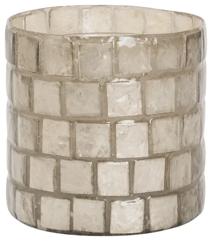 Halvor Bakke Velsao sm&#229;rutet lyslykt 10x10 Beige/Natur Capiz