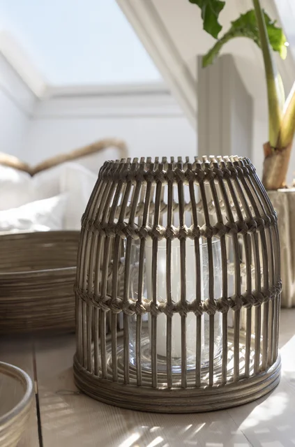 Lama Sana lyslykt rattan Ø26 H26 Beige 