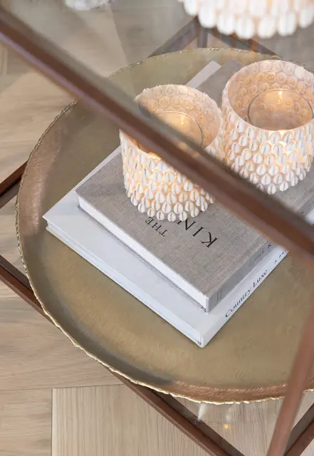 Lama telysholder glassfiber/skjell 11x11  2 skjellvarianter ass. 