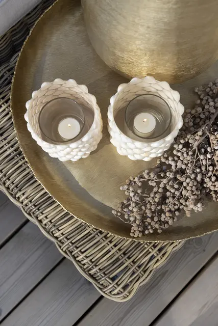 Lama telysholder glassfiber/skjell 11x11  2 skjellvarianter ass. 