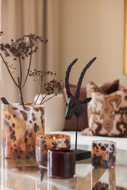 Lama vase leopard glass Ø20 Brun 