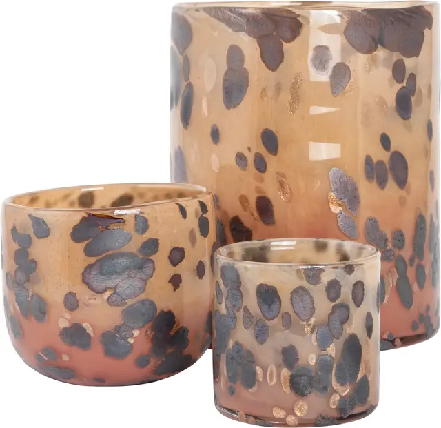 Lama vase leopard glass Ø20 Brun 