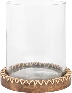 Lama Bardolino lyslykt glass og trefot &#216;16 H20 Brun