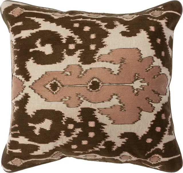 Lama Putetrekk brodert bomull Brun og rosa brodert, bomull 50x50 cm 