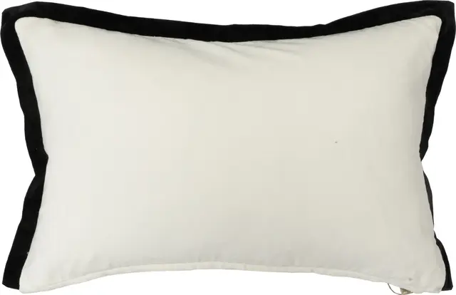 Lama Putetrekk fløyel bomull offwhite med svart kant 40x60 