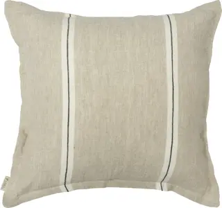 Lama Putetrekk lin beige, duo stripe i svart 50x50