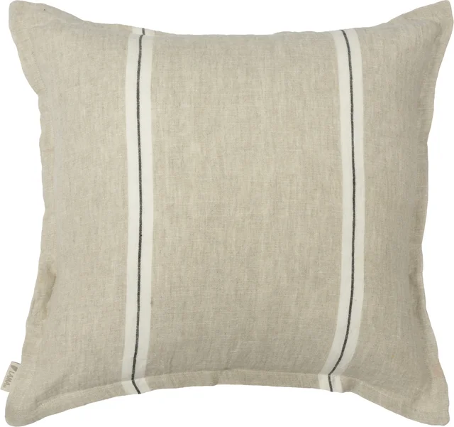 Lama Putetrekk lin beige, duo stripe i svart 50x50 