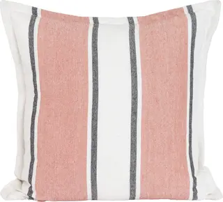 Lama putetrekk PET 50x50 Offwhite med korall stripe