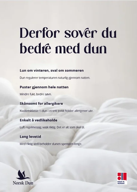 Plakat NO 50x70 Derfor sover du bedre i dun 