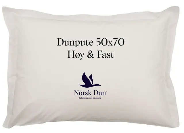 Norsk Dun putevar hvit med trykk 50x70 Høy & Fast 