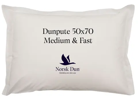 Norsk Dun putevar hvit med trykk 50x70 Medium &amp; Fast