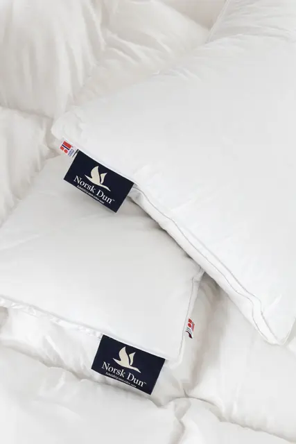 Norsk Dun 90 % andedunpute Høy 50x70 760g 3-kammer 
