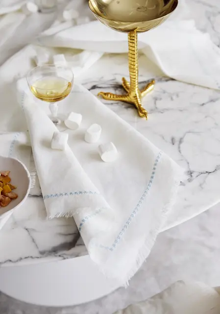 Tone Kroken Blanc serviett 2pk 45x45 Hvit / Blå 